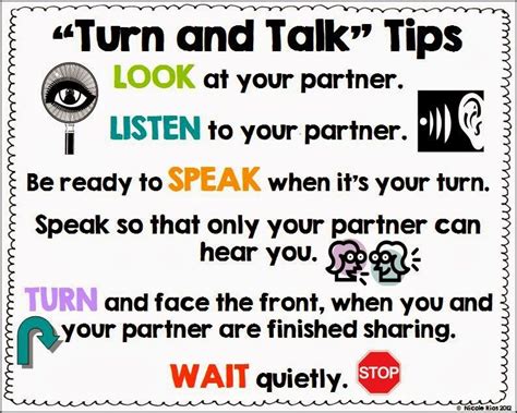 improve the quality of partner talk in your classroom with this turn and talk tips poster