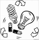 Bulb Recycling Pages Battery Coloring Online Color Coloringpagesonly sketch template