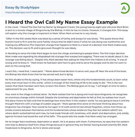 heard  owl call   essay  studyhippocom