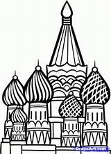 Saint Coloring Petersburg Kremlin Drawing Draw Drawings Famous St Moscow Landmarks Cathedral Basil Easy Places Step Russian Visit Stays Per sketch template