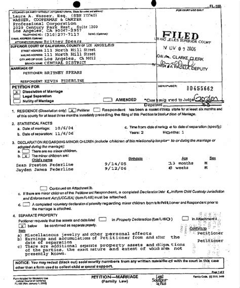 printable sample divorce documents form