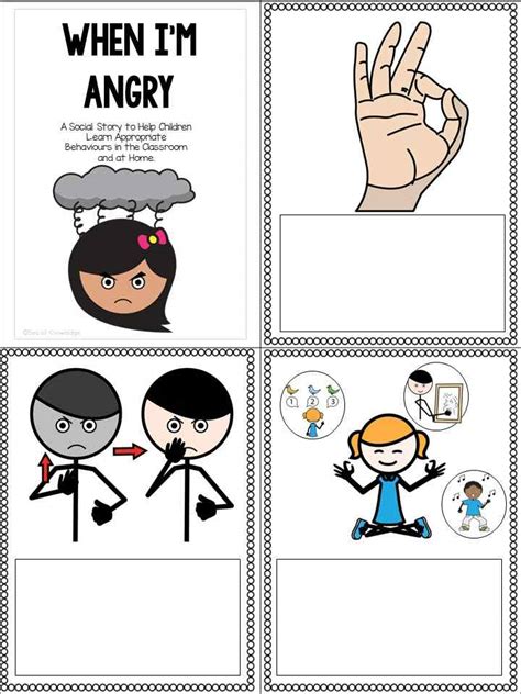 anger social story templates  printable board