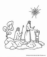 Christmas Coloring Story Pages Field Bible Jesus Printables Baby Shepherds Star Three sketch template