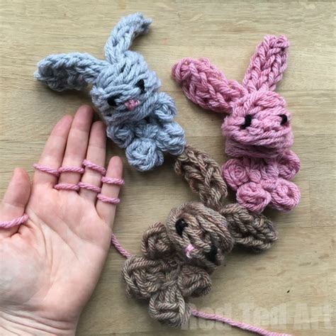 finger knitting bunnies    kids    created