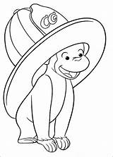 George Curious Coloring Pages Hat Firemans sketch template