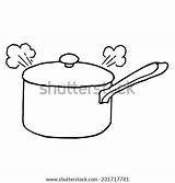 Boiling Pot Pan Drawing Water Colouring Coloring Template Handle Stock Rises Pairs Doodle Pages Vector Long Shutterstock sketch template
