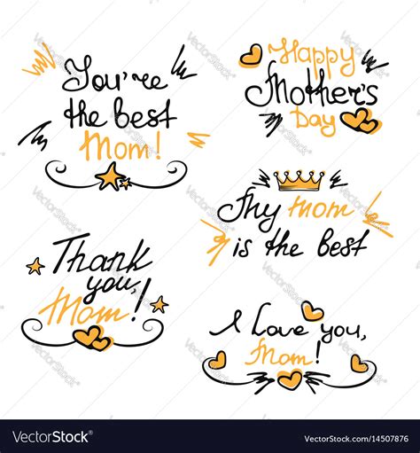 happy mothers day hand lettering stickers vector image