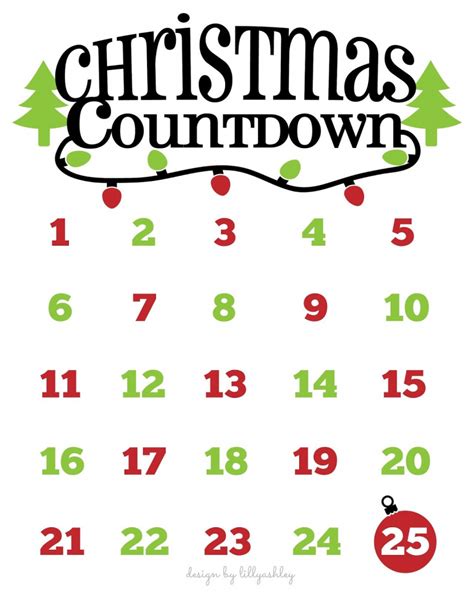 downloadable christmas countdown calendar calendar template