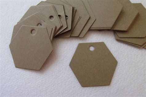 blank  hexagon shaped kraft tags gift tag hang tag mops
