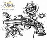 Pistola Rosas Pistolas Plantillas Lapiz Plantilla Revolver Arma Desenho Joker Faciales sketch template