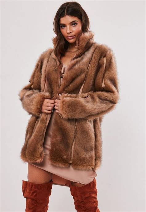 Premium Brown Pelted Faux Fur Coat Missguided