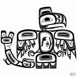 Coloring Haida Aboriginal Huichol Native Bear Eagles sketch template