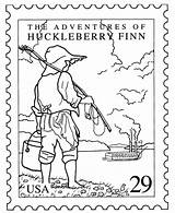 Coloring Stamp Postage Pages Stamps Sheets Printable Activity Finn Huckleberry Children Literature Drawing Book Postal Colouring Books Boxcar Arts Famous sketch template