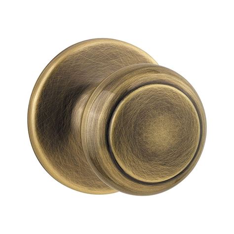 kwikset cove antique brass passage hallcloset door knob cv  rcal