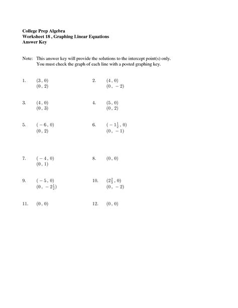 college algebra linear equations worksheet  worksheet spreadsheet