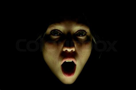 Girl Screams In Fright Stock Image Colourbox
