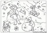 Inverno Colorir Divertimento Paisagem sketch template