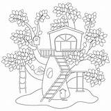 Coloring Playhouse Treehouse sketch template