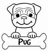 Pug Coloring Pages Dog Cute Boxer Little Color sketch template