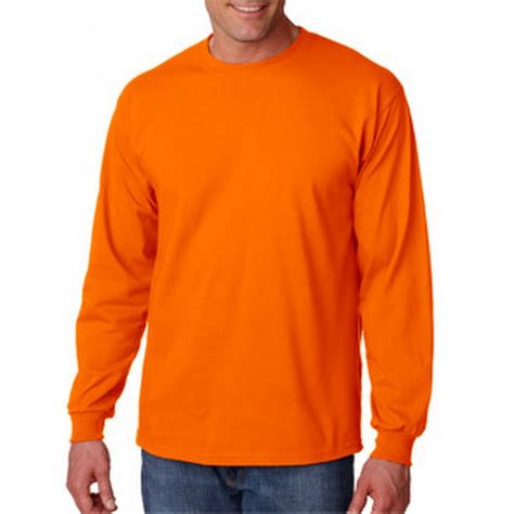 gildan  adult ultra cotton long sleeve  shirt orange gora