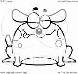 Drunk Chubby Dog Clipart Cartoon Outlined Coloring Vector Cory Thoman Regarding Notes sketch template