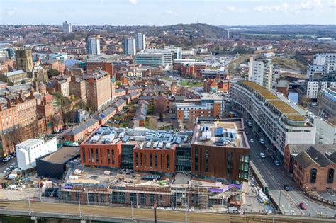 drone footage shows  rapidly changing nottingham city centre skyline nottinghamshire