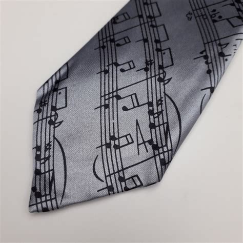 stropdas notenbalken grijs zwart stropdassen muziek