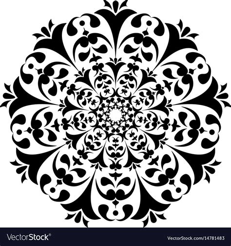 black  white ornament floral decoration vector image