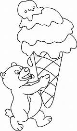 Ice Coloring Melting Pages Cream Cone Cube Bear Template Huge sketch template