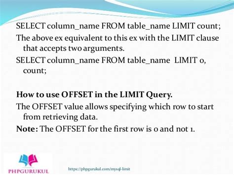 my sql limit clause mysql limit and offset tutorial phpgurukul