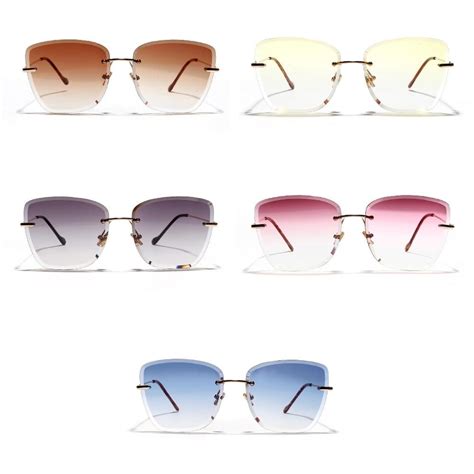peekaboo gradient square rimless sunglasses women clear glass 2019