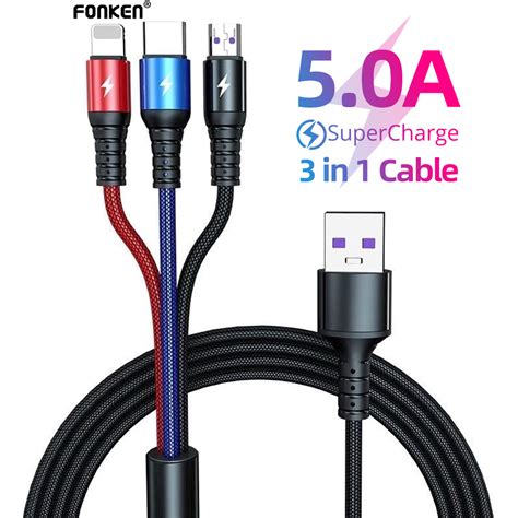 fast charge cable    micro usbtype clightning quick multi port charging  pin cable