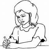Writing Coloring Girl Getdrawings Pages sketch template