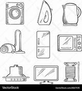 Appliance Kitchen Sketched Icons Vector sketch template