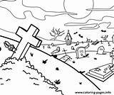 Graveyard Coloring Pages Halloween Scary E256 Printable Book Popular Color sketch template