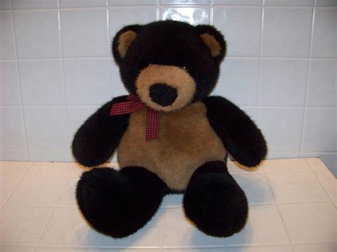 Dakin Plush Teddy Bear Black Brown Stuffed Toy Very Soft