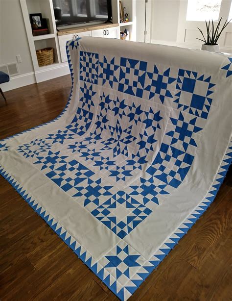 northern deb quilts blue  white quilt top