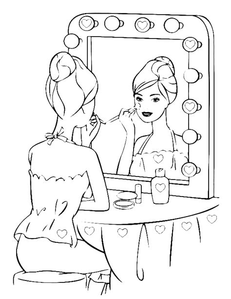 barbie makeup coloring page  printable coloring pages