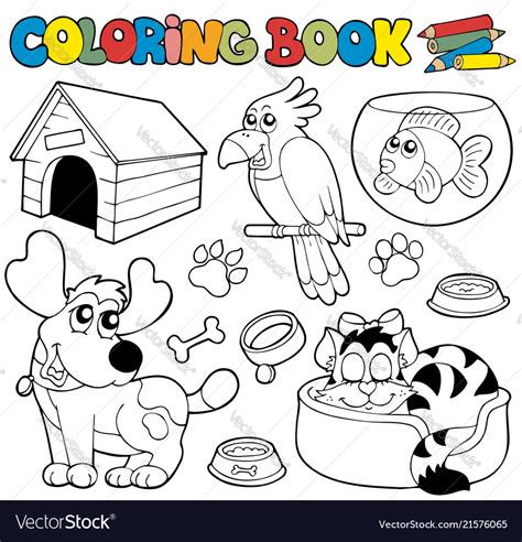 coloring book  pets  royalty  vector image