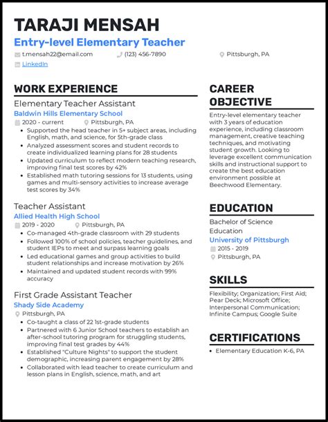 teacher resume template