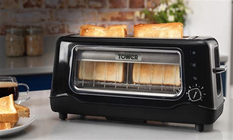 tower  slice glass toaster groupon goods