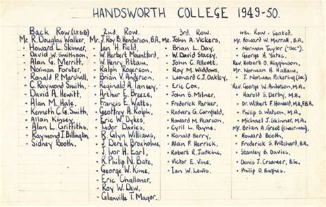 Handsworth College Year Photograph Handsworth College