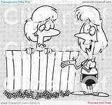 Cartoon Fence Illustration Chatting Neighbors Outline Lady Clip Over Rf Royalty Toonaday Transparent Background sketch template