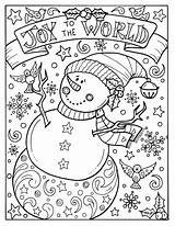 Coloring Christmas Joy Snowman Pages Digital Adult Color Adults Printable Holidays Sheets Etsy Template Kids Book Xmas Sold sketch template