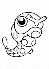 Pokemon Caterpie Colorings Recordar Presionar sketch template
