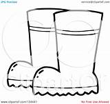 Boots Coloring Clipart Pair Rain Outline Gardening Rubber Royalty Illustration Toon Hit Rf Clipartmag sketch template