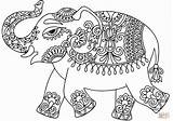 Elephant Coloring Pages Indian Pattern Zentangle Template Printable India Stencil Ethnic Drawing Crafts sketch template