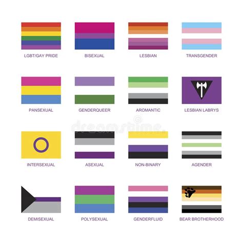 sexual identity pride flags set lgbt symbols flag gender