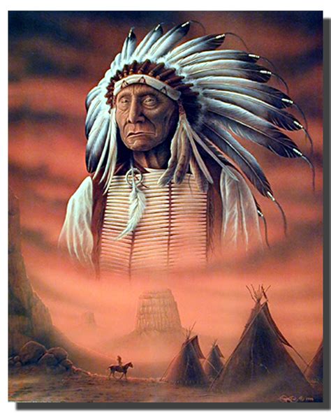 Chief With Teepee Native American Poster Native American Posters