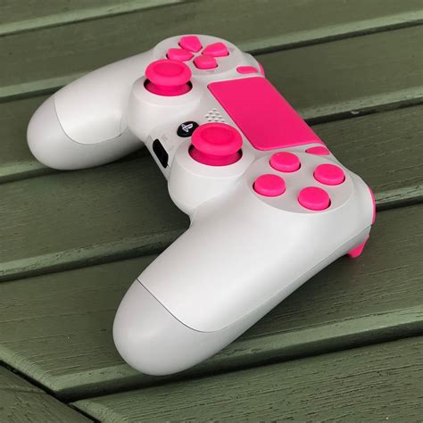 playstation  pro dualshock  ps custom white controller  pink